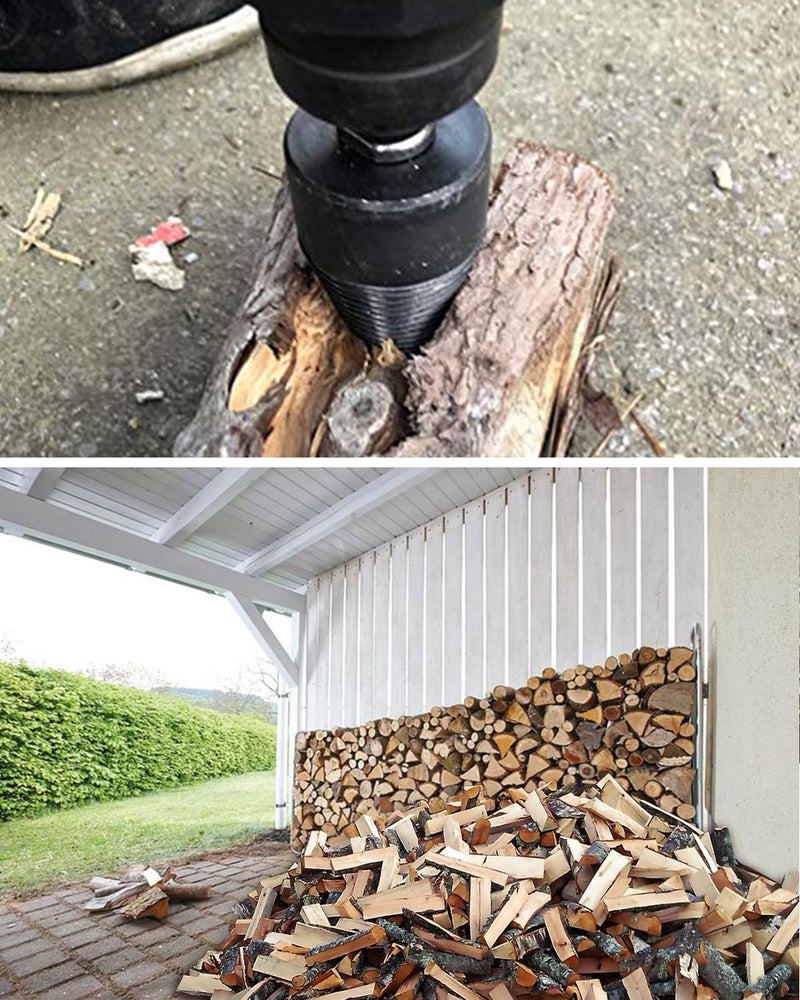 Skiwali Firewood Log Splitter 2 Pack 45mm+32mm Easy Log Splitting Drill Bits Heavy Duty Electric Drills Screw Cone Driver Tools Split Wood Efficiently for Dry Soft Woods + 4 Drill Attachments - Image 2